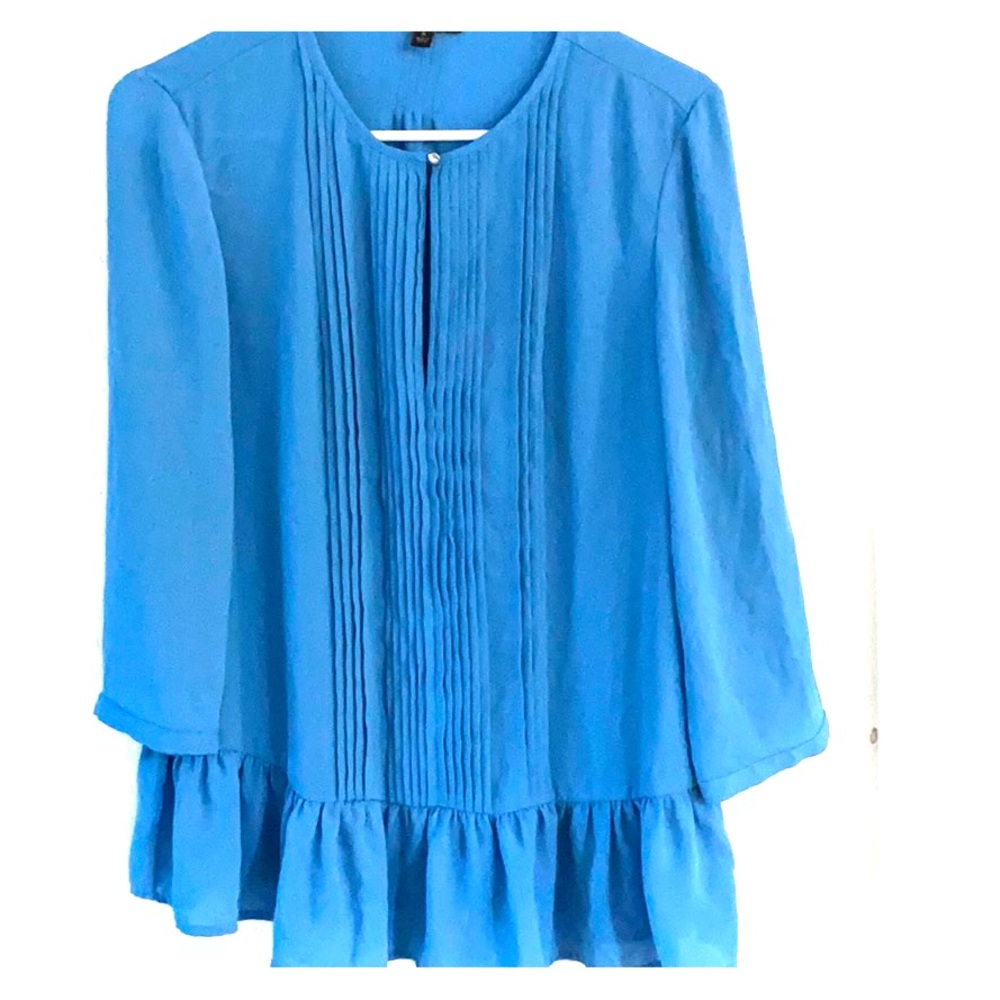 Express blue silk flow top